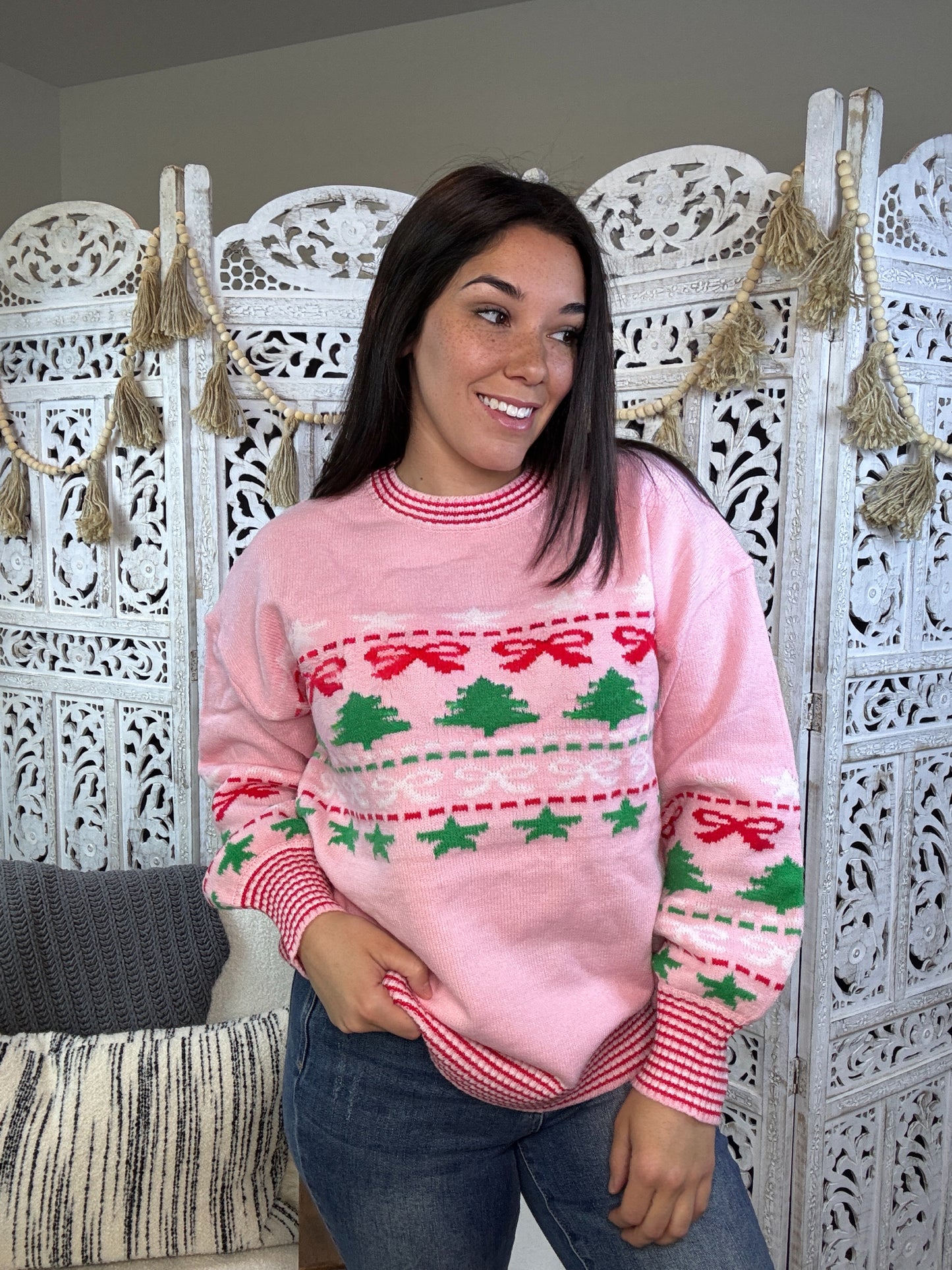 "Merry & Bright" Sweater (Pink)