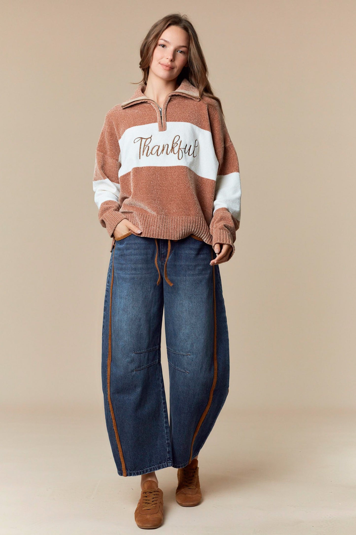 "Thankful" Sweater (Mocha)