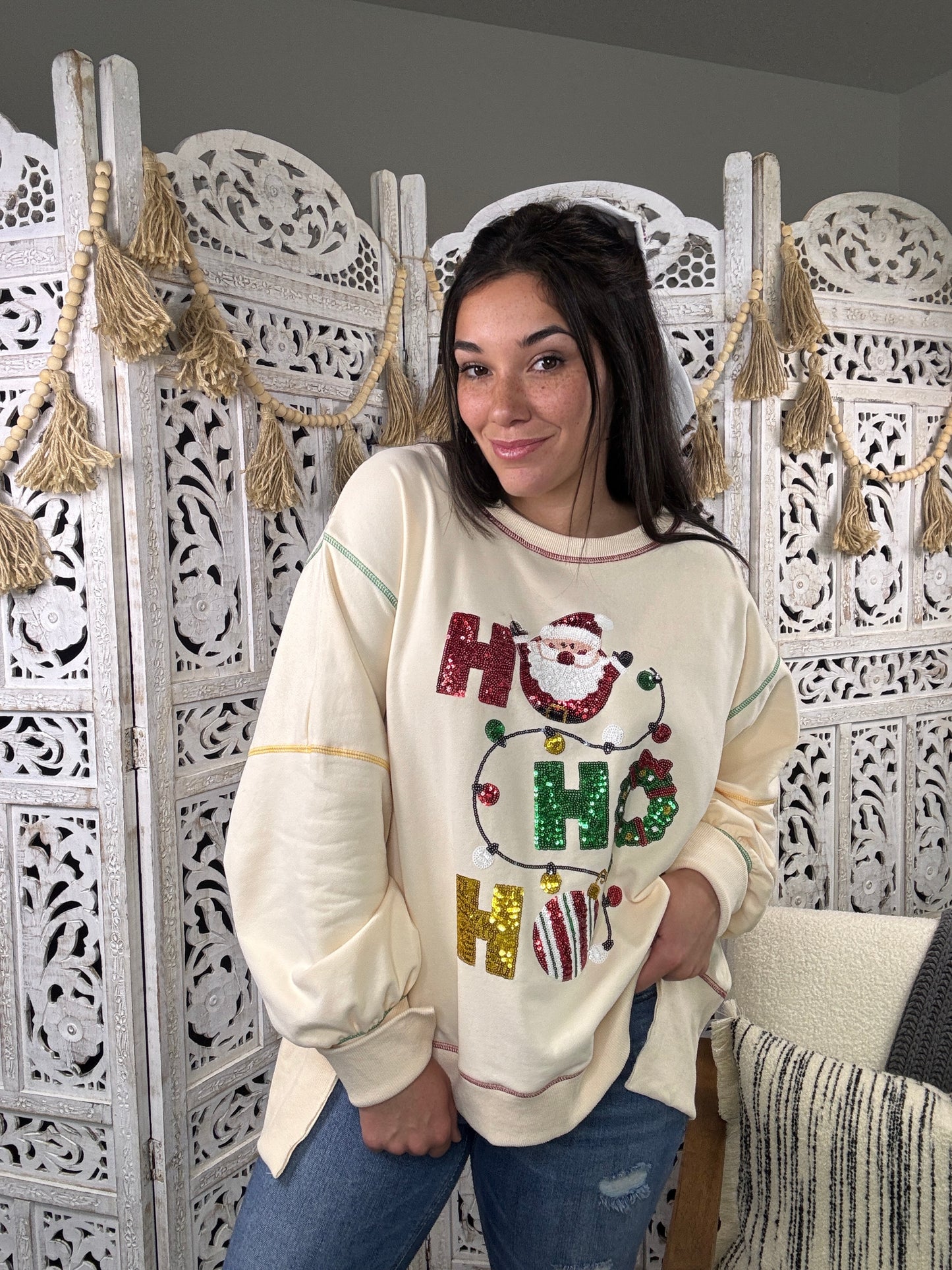 "HOHOHO" Sweatshirt (Ivory)