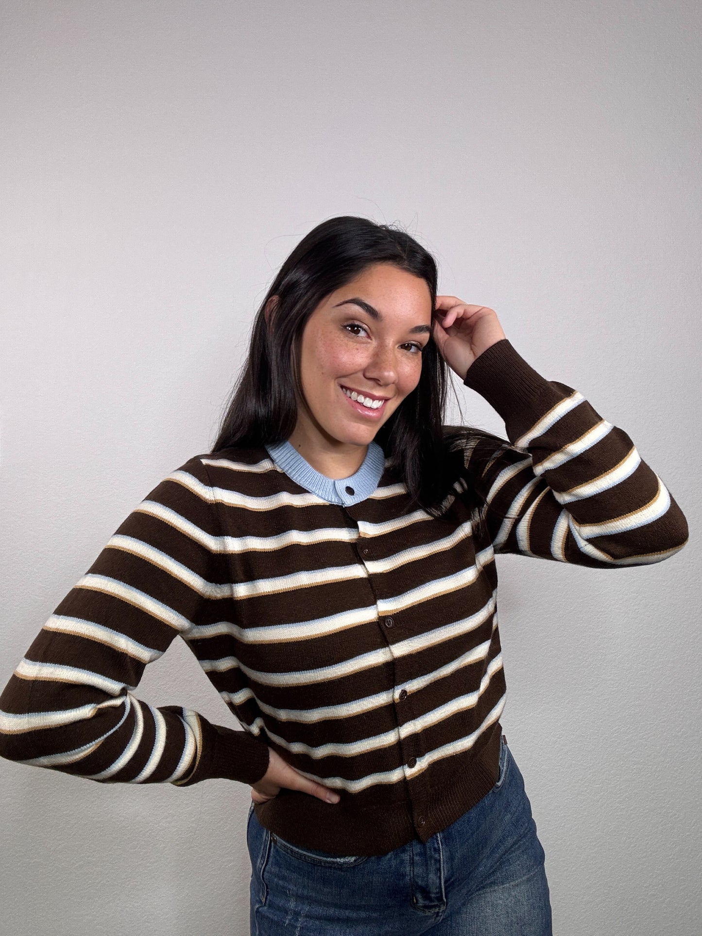 "Complimentary Stripes" Sweater (Brown/Blue)