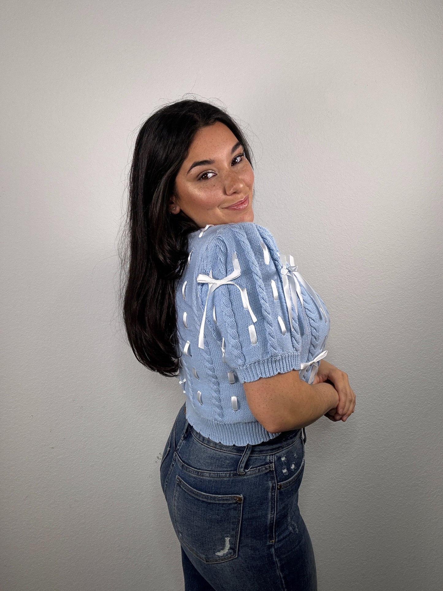 “Something Blue" Sweater Top (Light Blue)