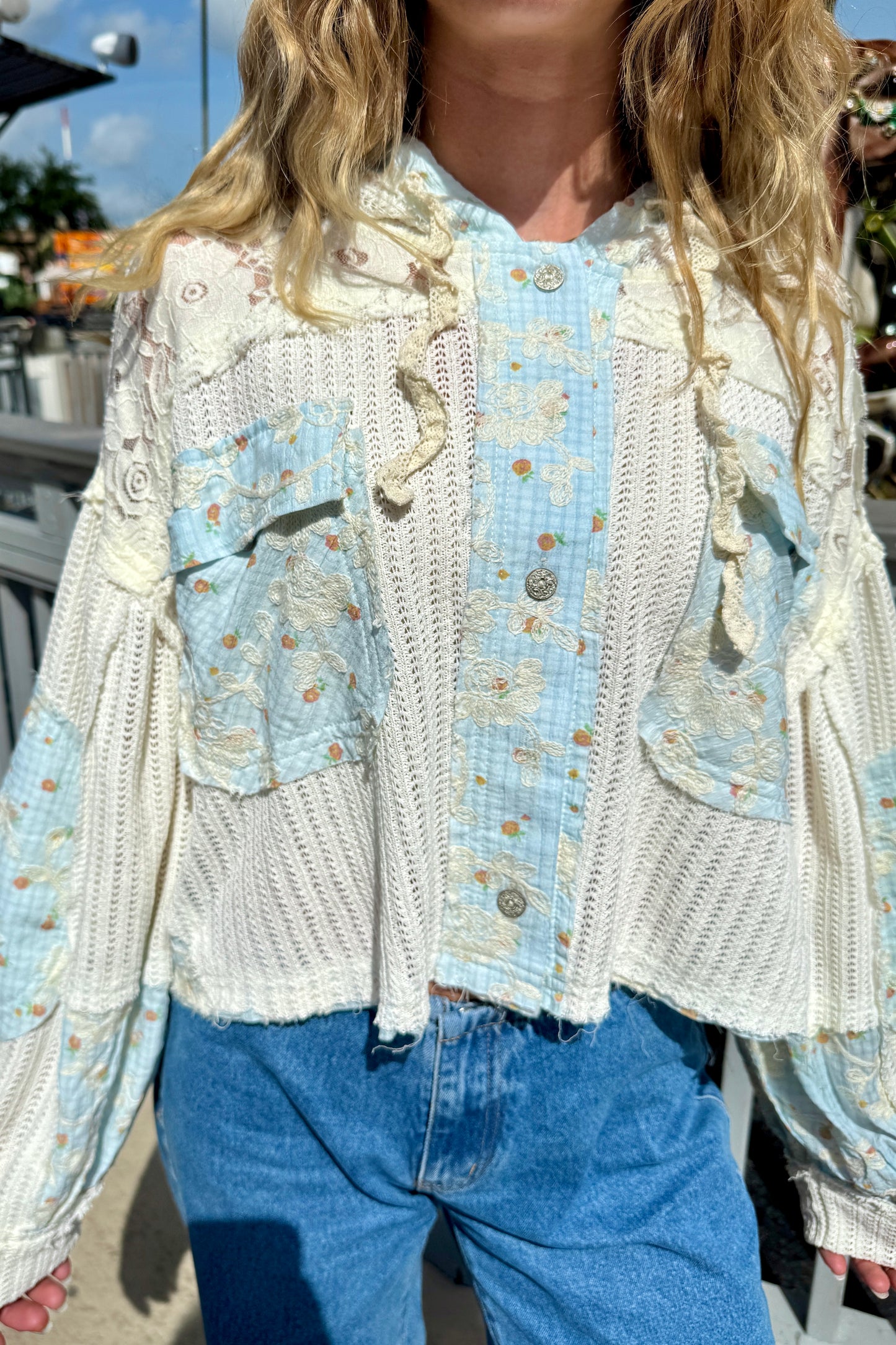 "When In a daydream" Sweater (Blue/Ivory)