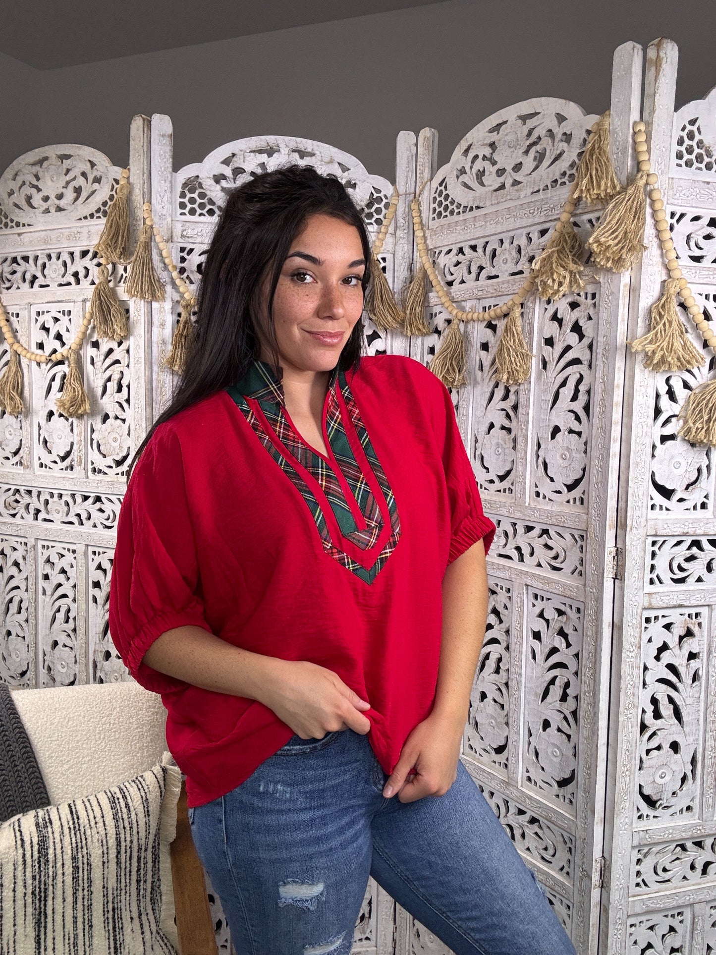 "Tis The Season" Blouse (Red)