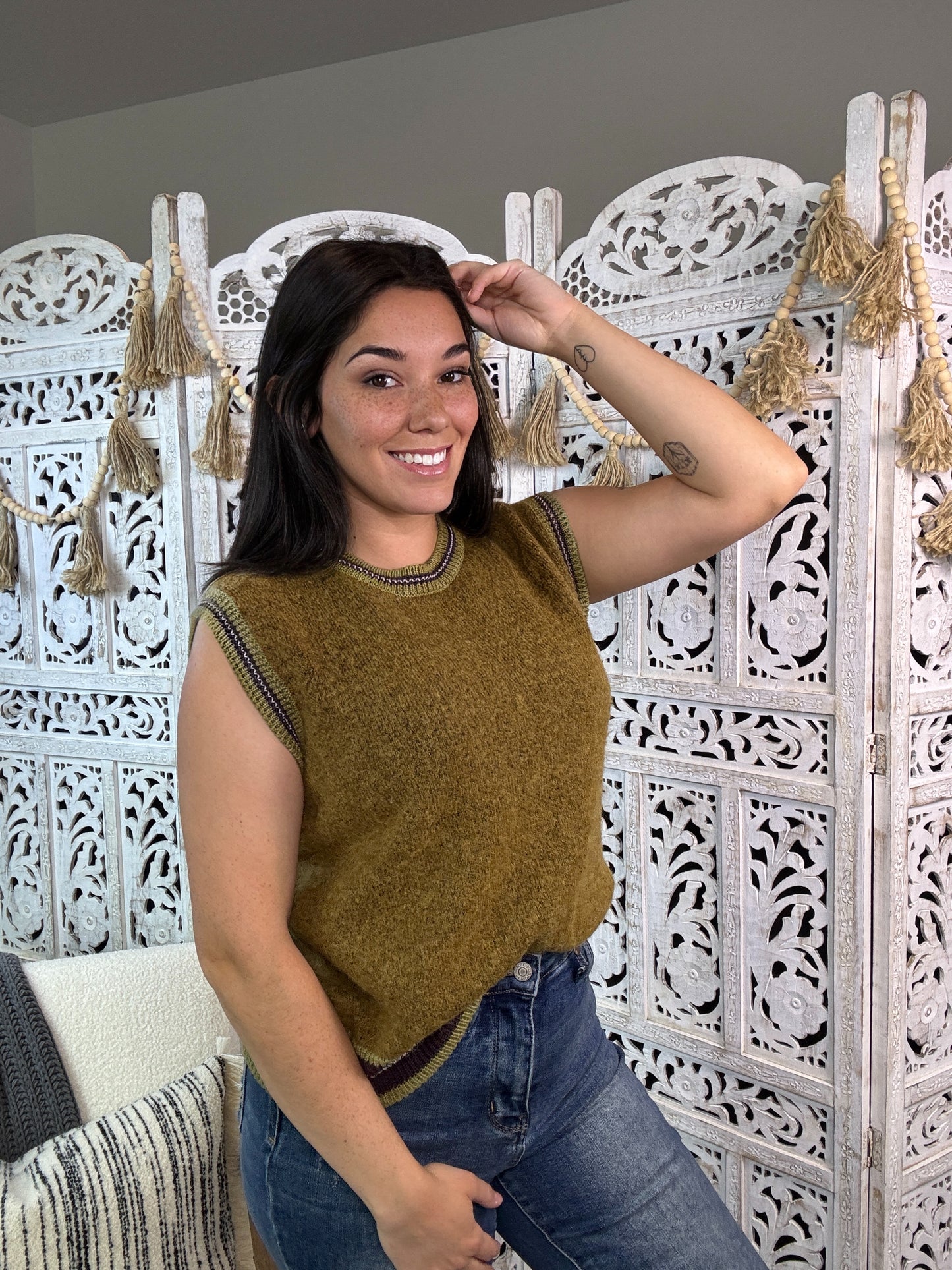 "Green With Envy" Sweater Vest (Olive)