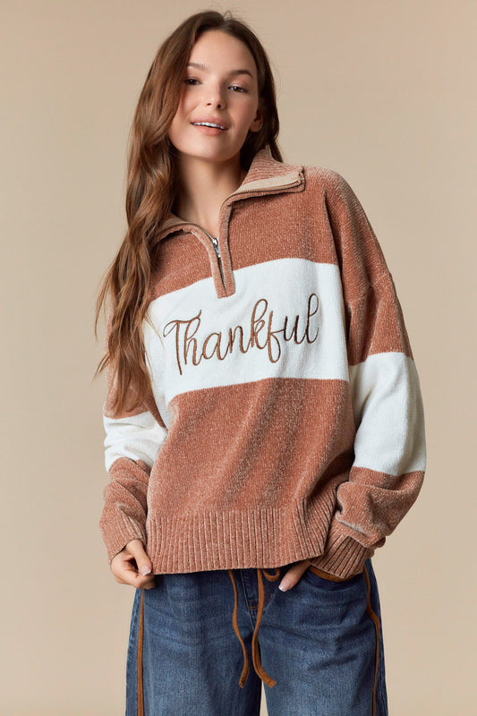 "Thankful" Sweater (Mocha)