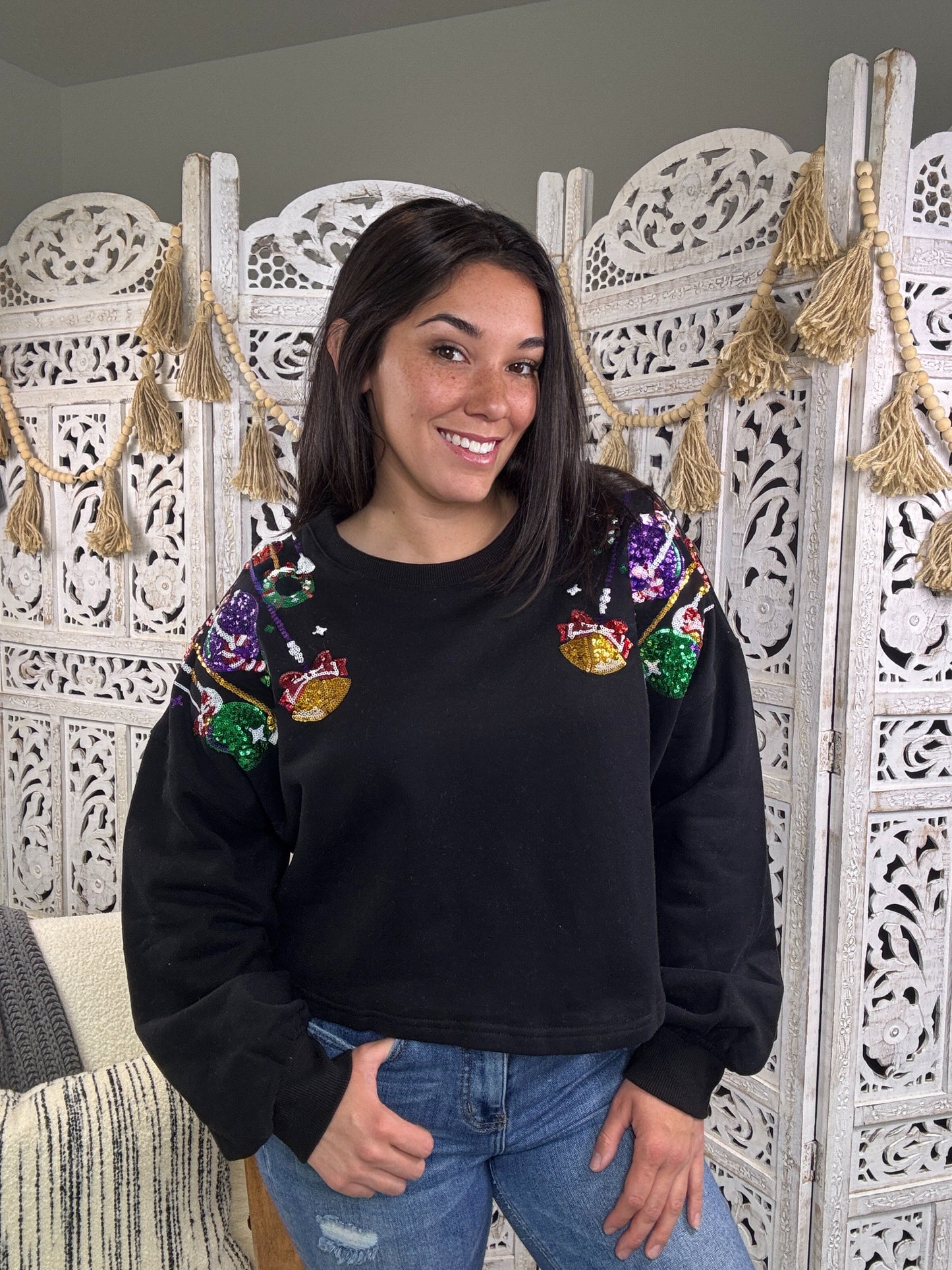 "Decorate the Tree" Sweater (Black)