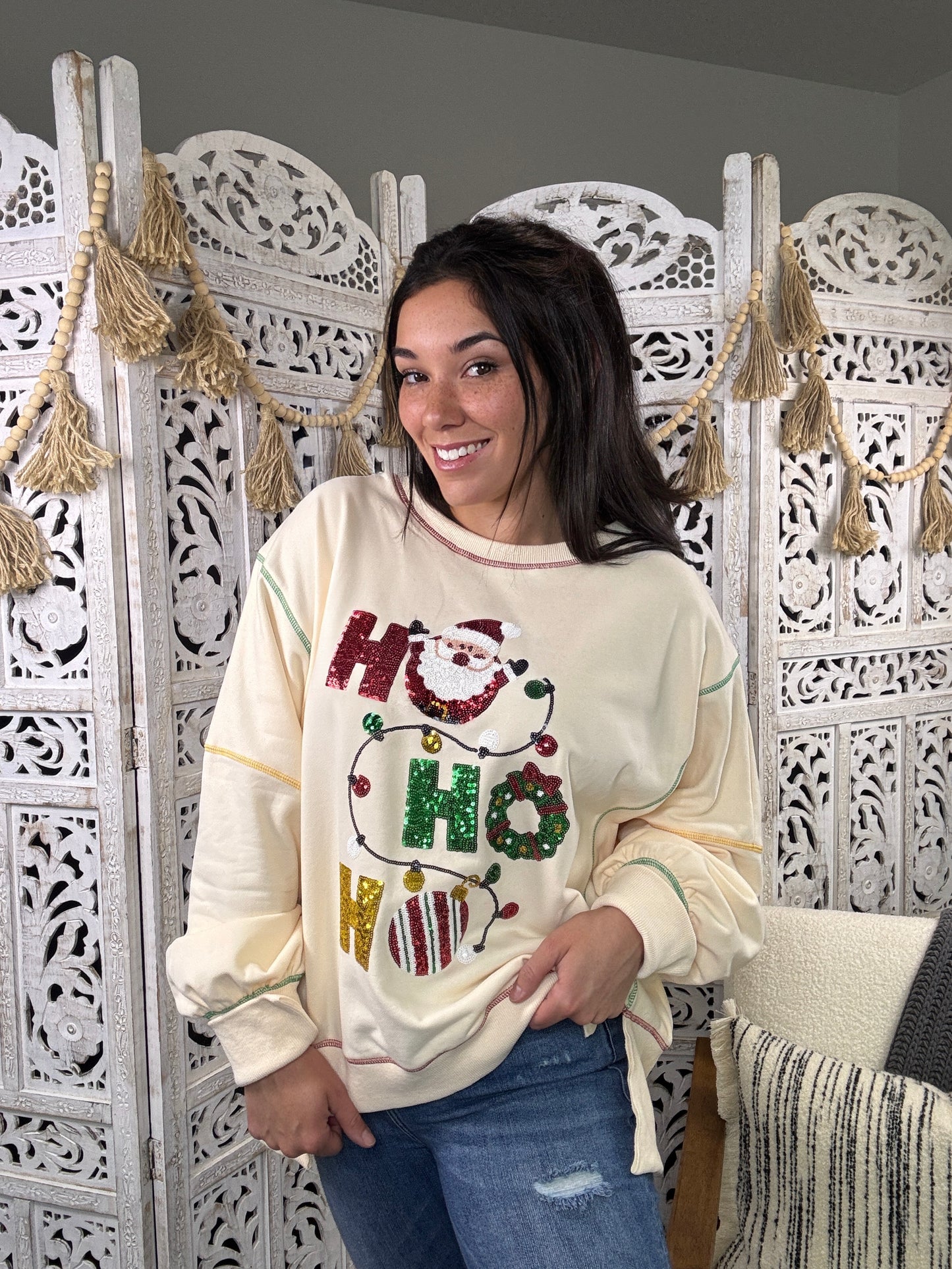"HOHOHO" Sweatshirt (Ivory)