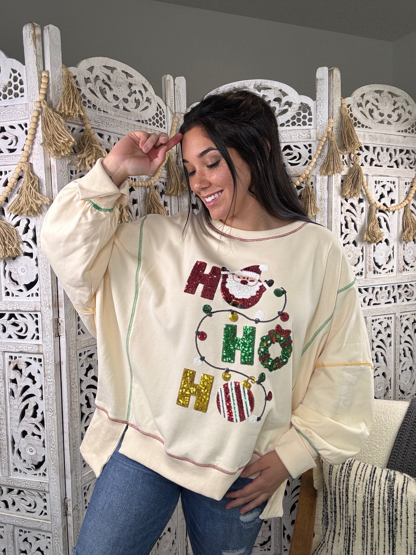 "HOHOHO" Sweatshirt (Ivory)
