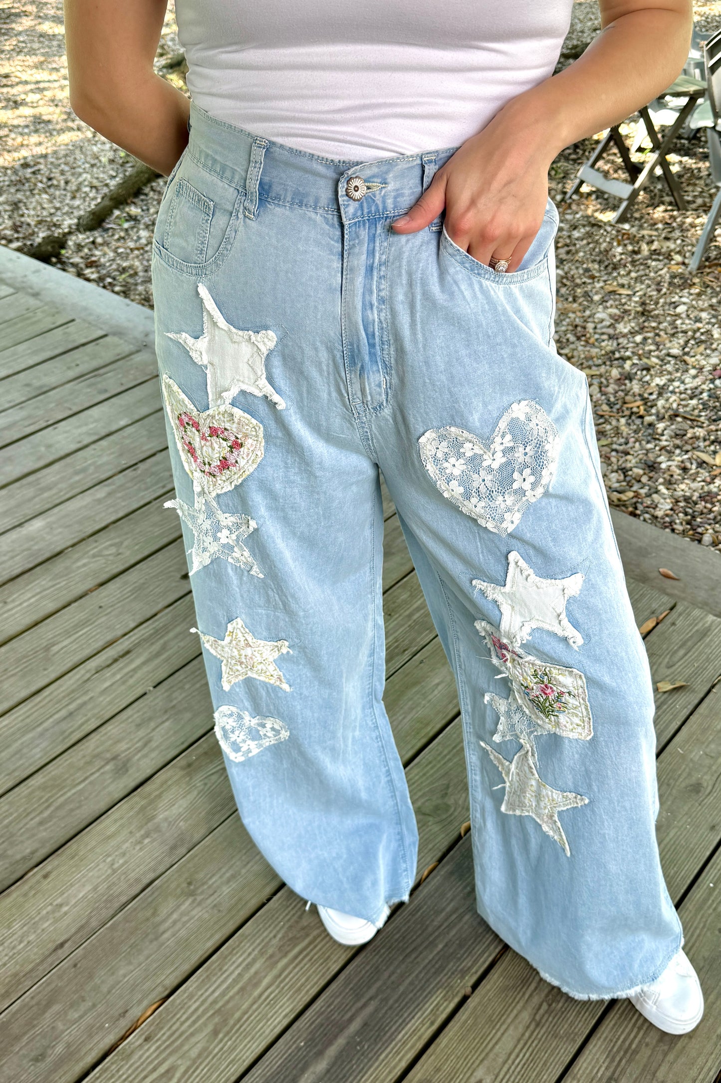 "Stitched With Love" Denim Pants