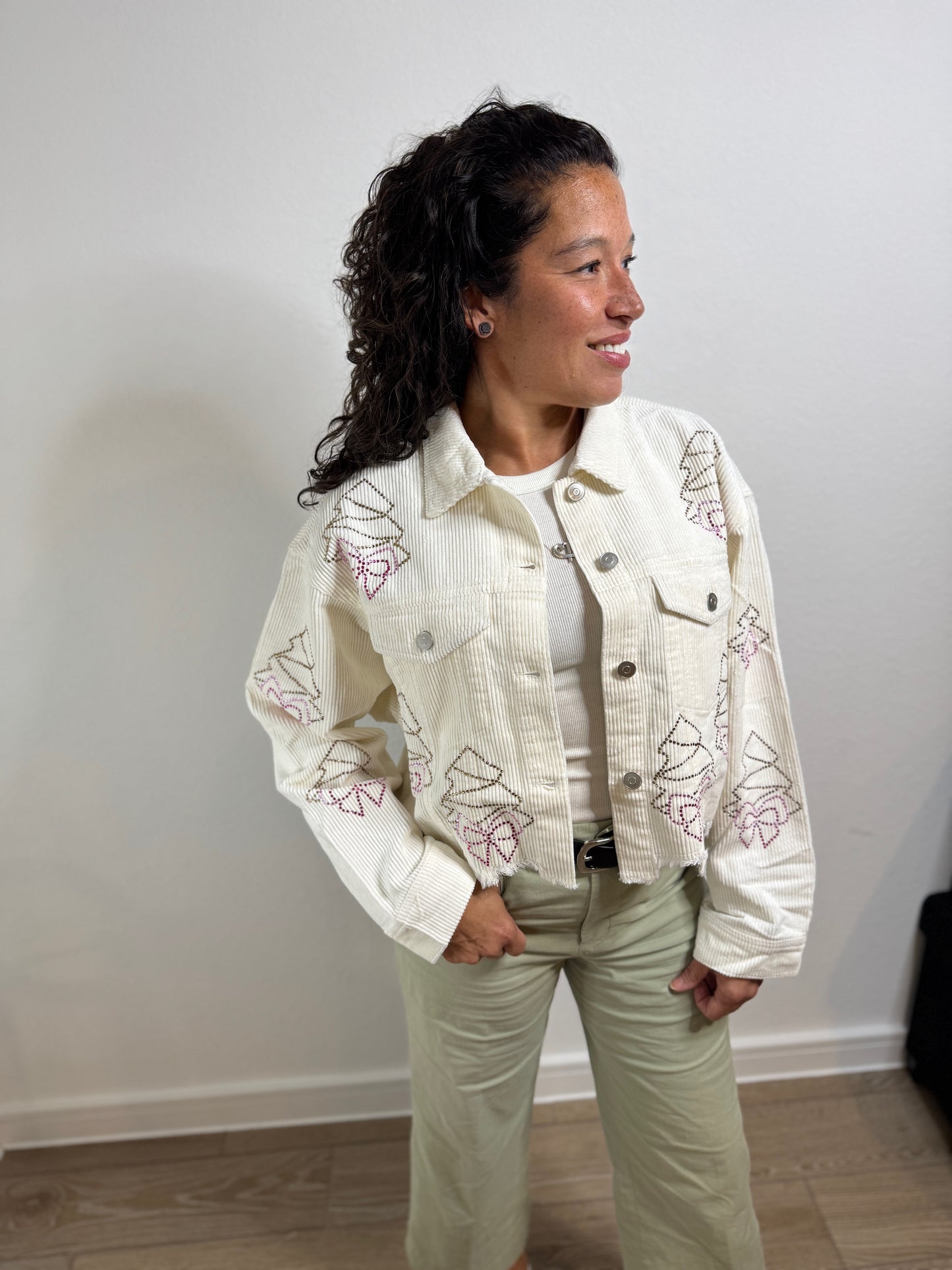 "Oh Christmas Tree" Shacket (Ivory)