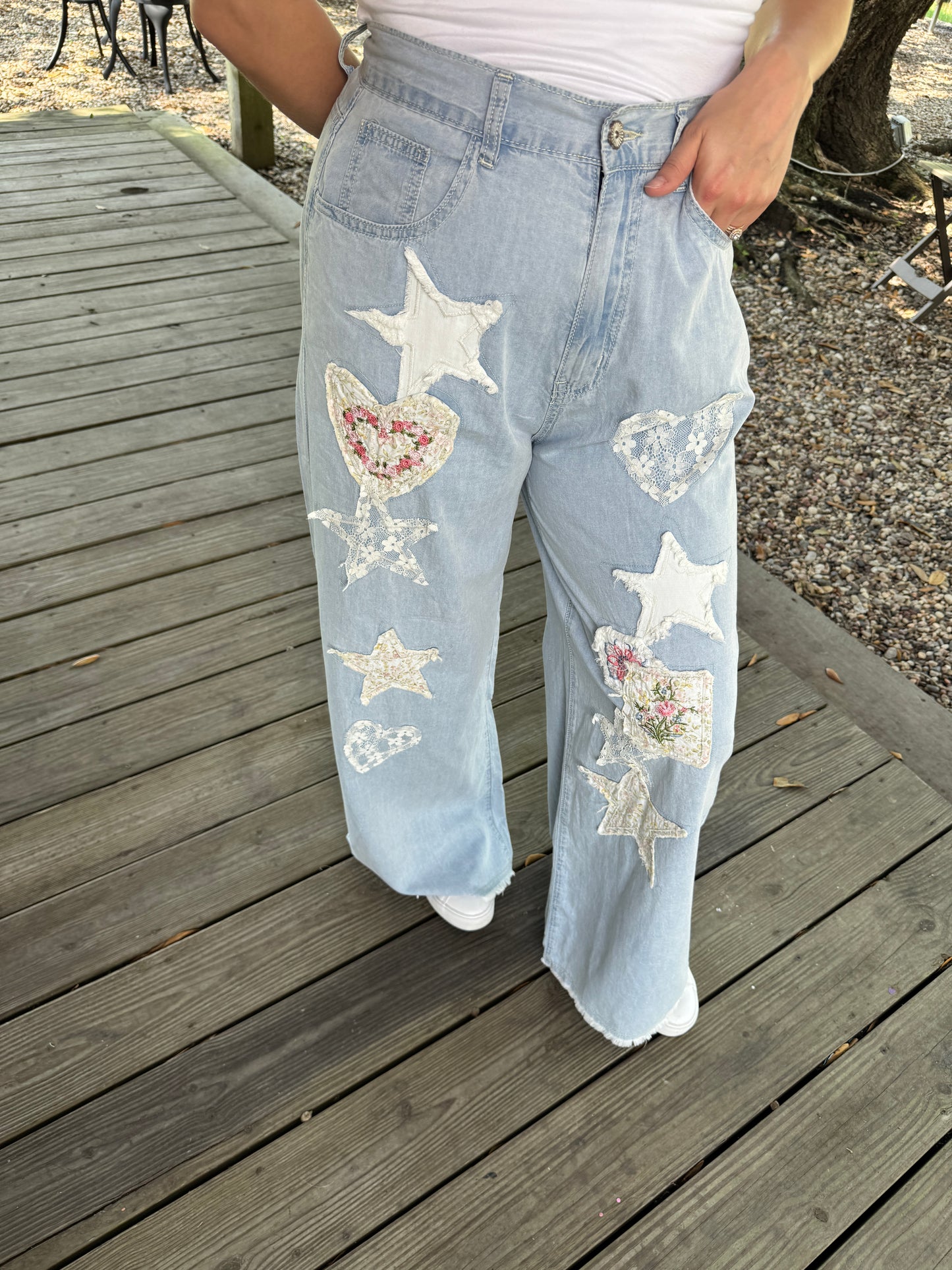 "Stitched With Love" Denim Pants