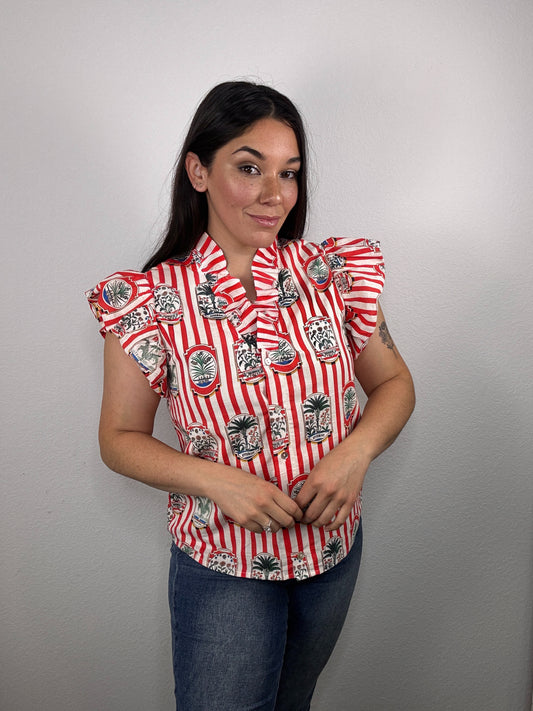 “Vacation Mode" Blouse (Red)