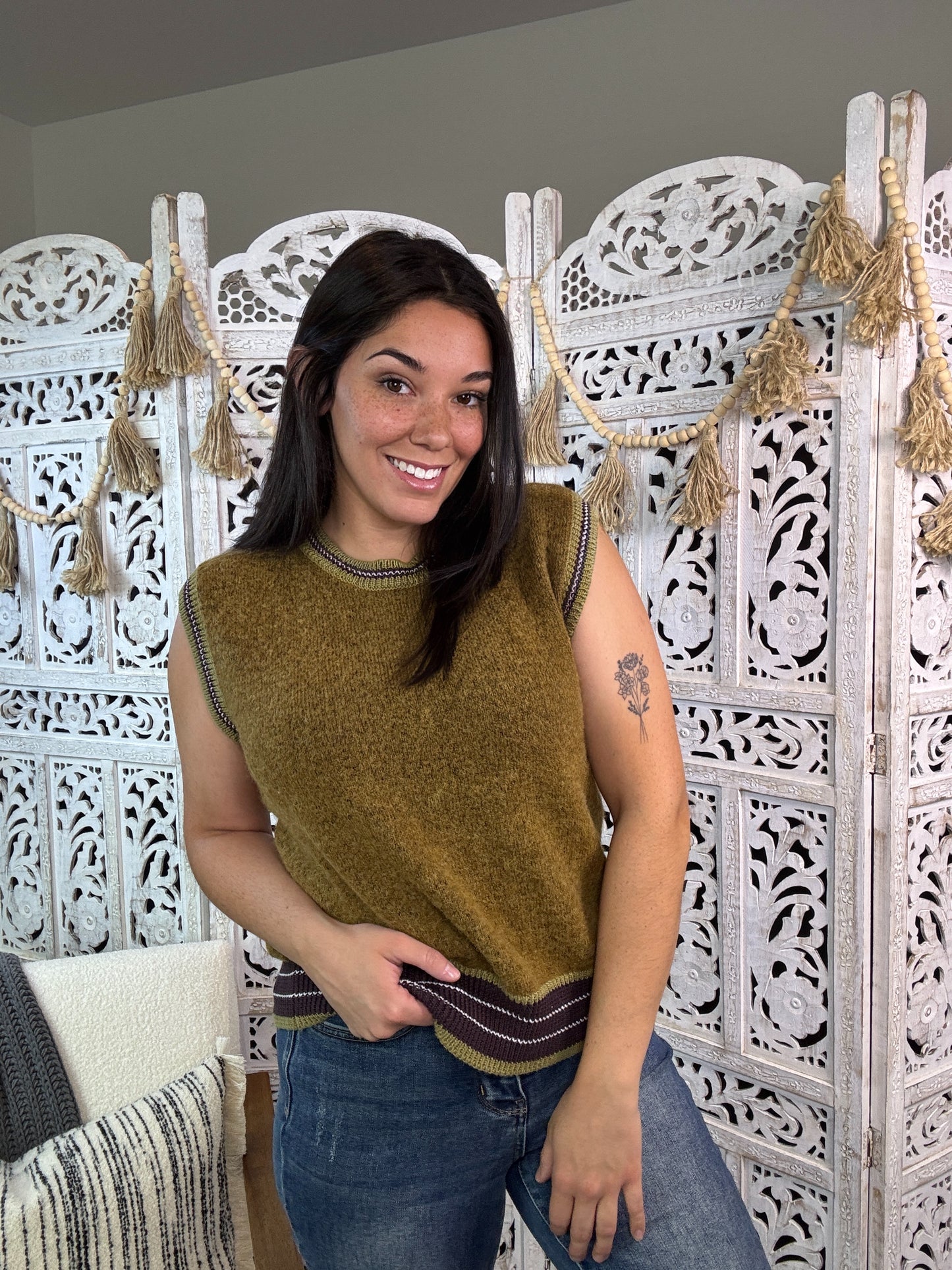 "Green With Envy" Sweater Vest (Olive)