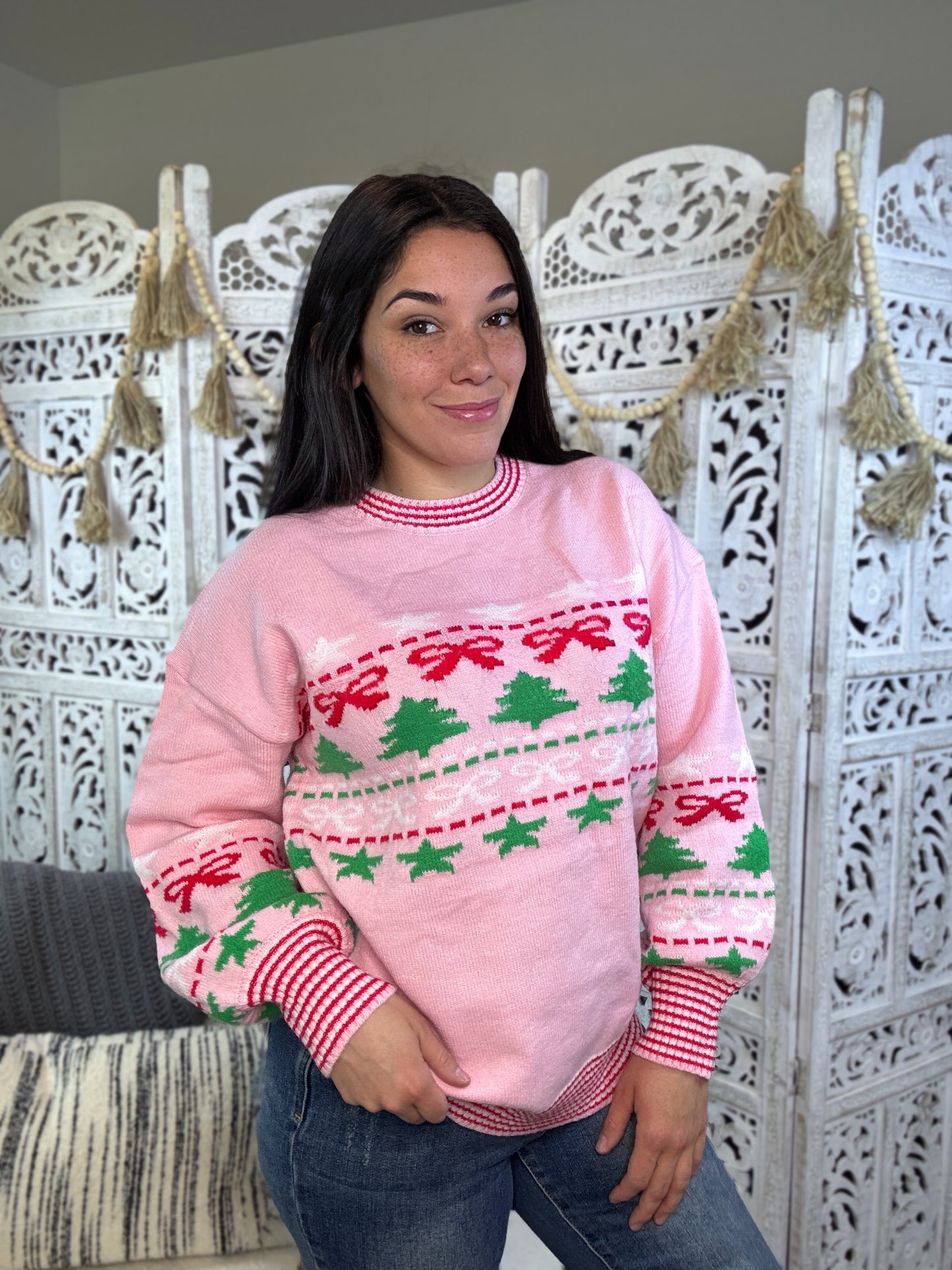 "Merry & Bright" Sweater (Pink)