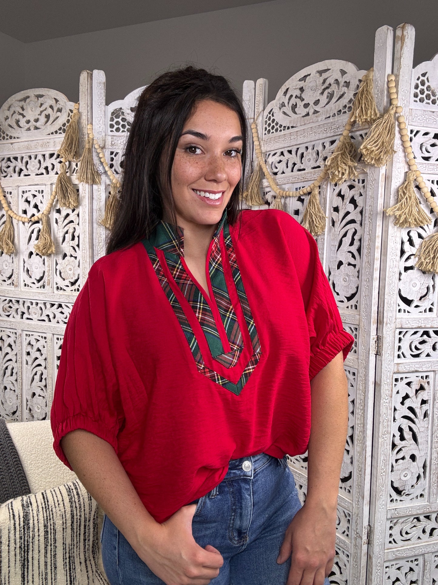 "Tis The Season" Blouse (Red)