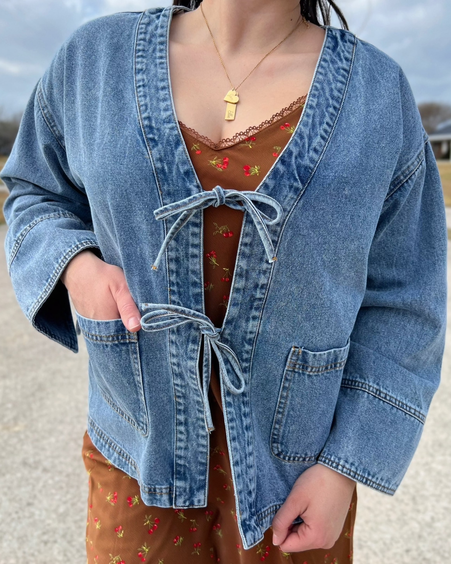 "All Tied Up" Denim Jacket