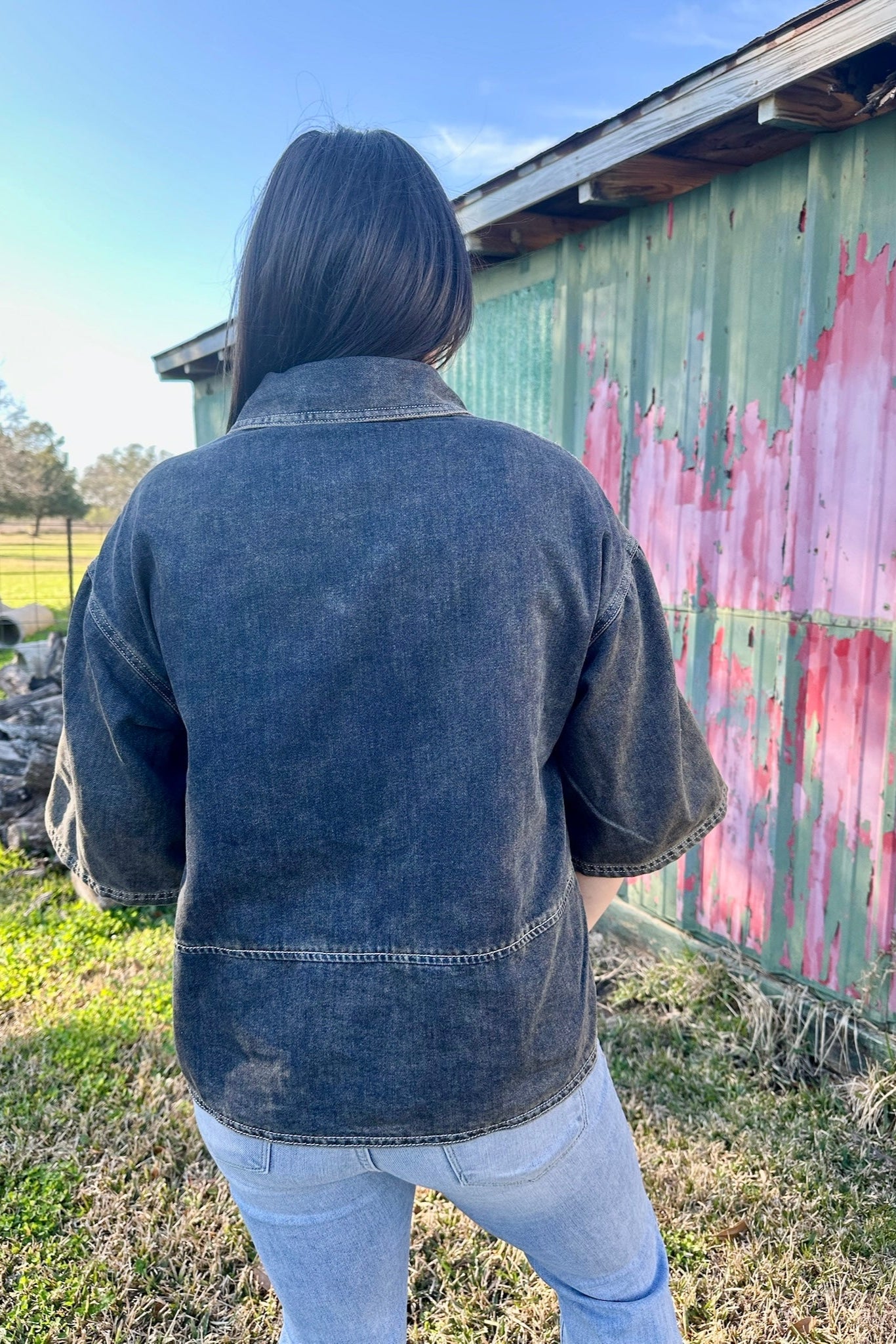 "Eyes On You" Denim Blouse