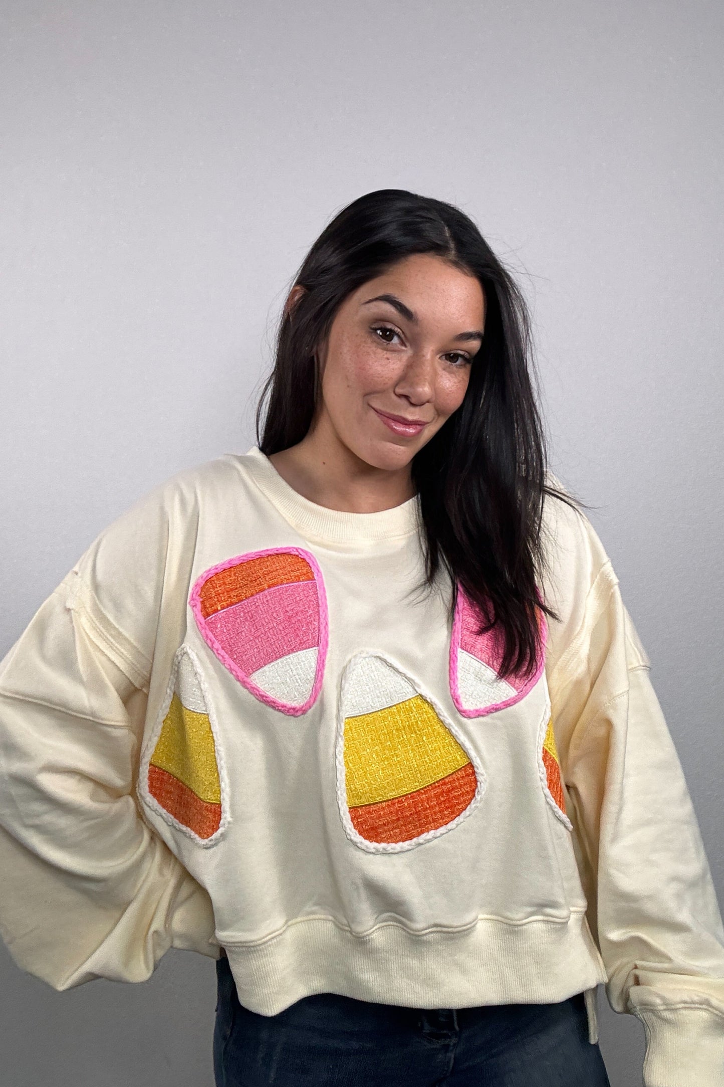 "Candy Corn Daydream" Sweater (Cream/Multi)