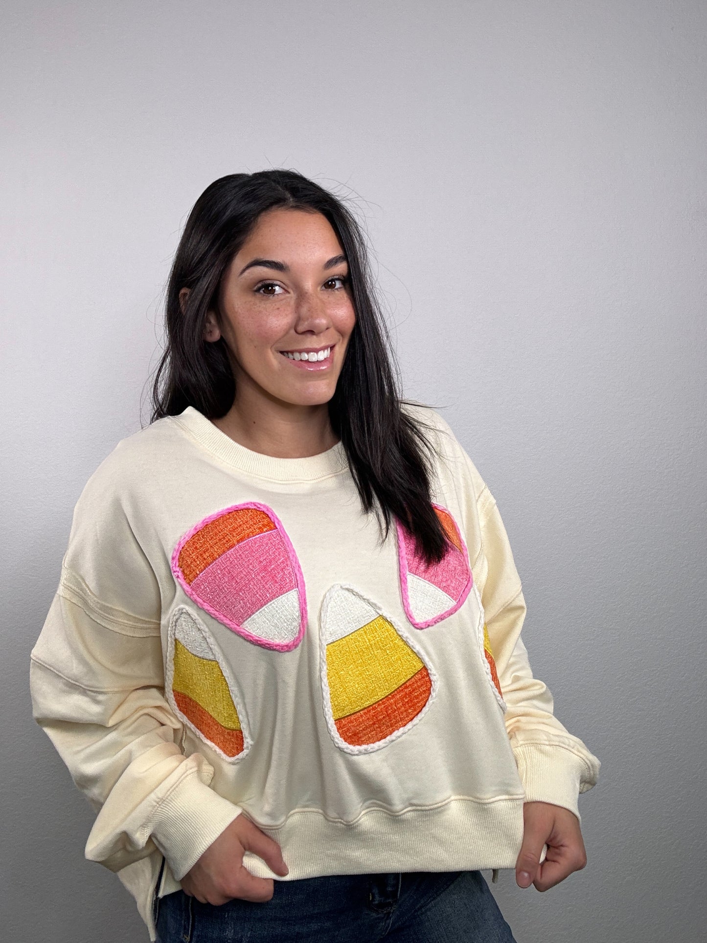 "Candy Corn Daydream" Sweater (Cream/Multi)