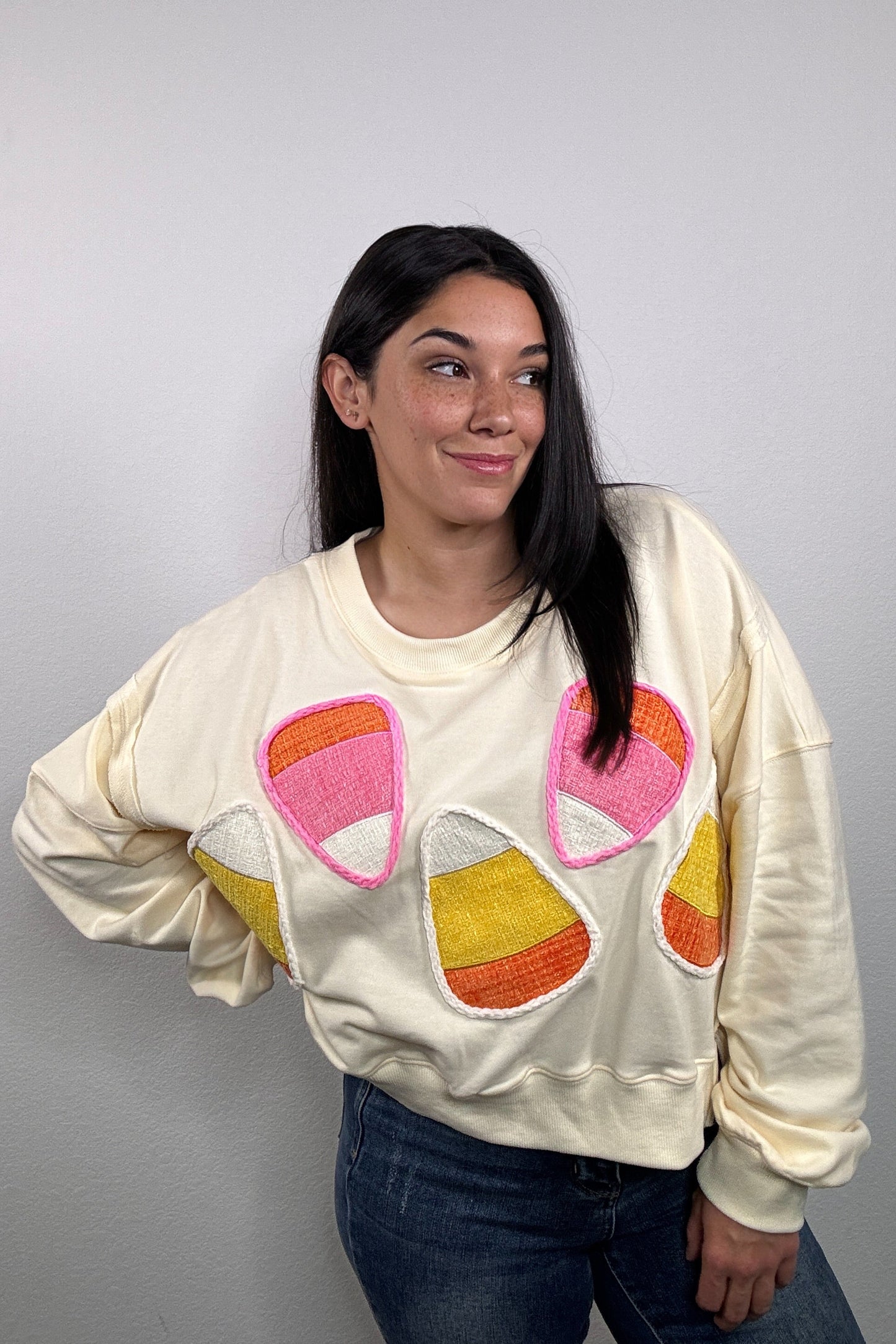 "Candy Corn Daydream" Sweater (Cream/Multi)