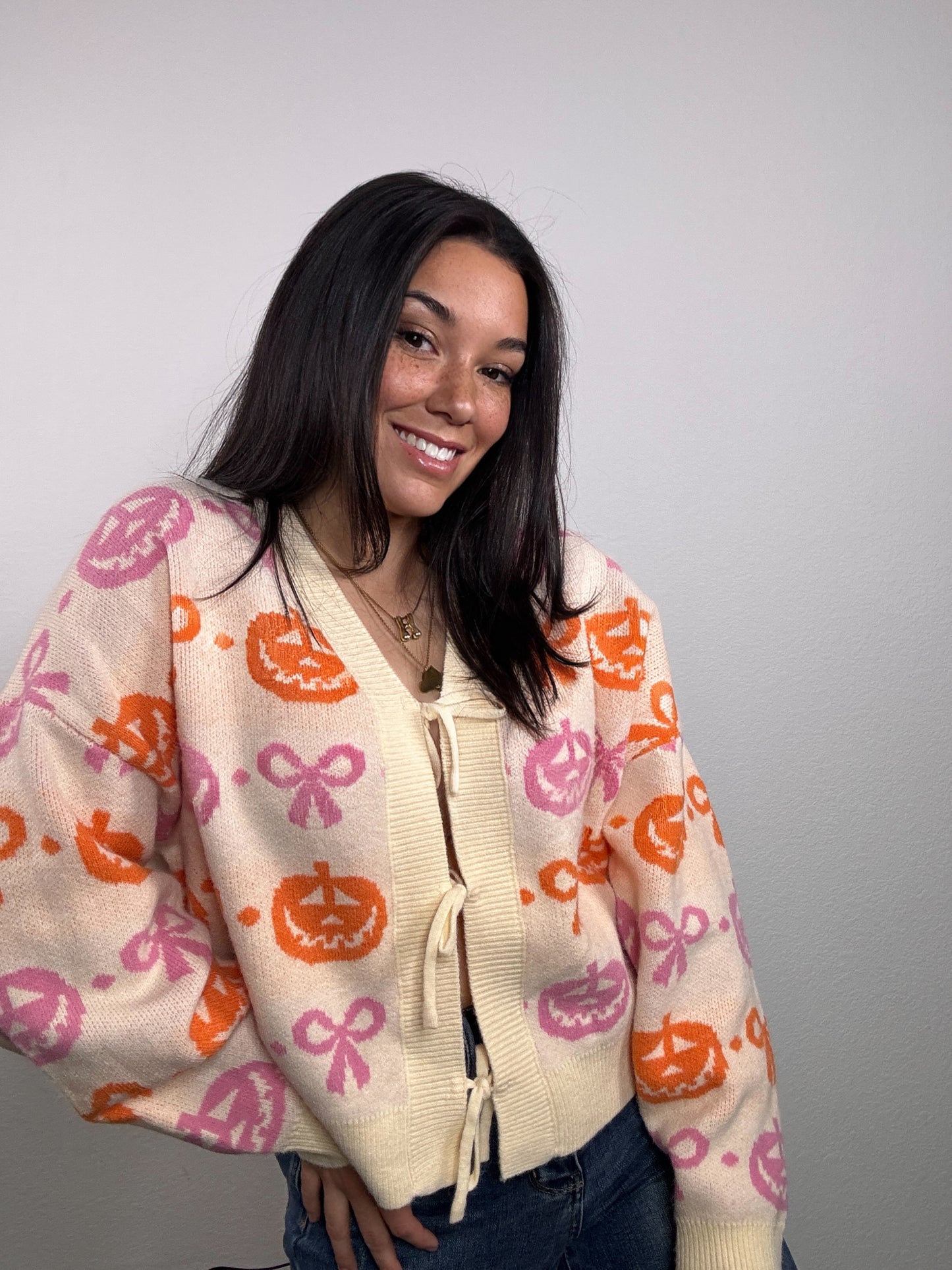 "Boo Bows" Sweater (Cream/Multi)