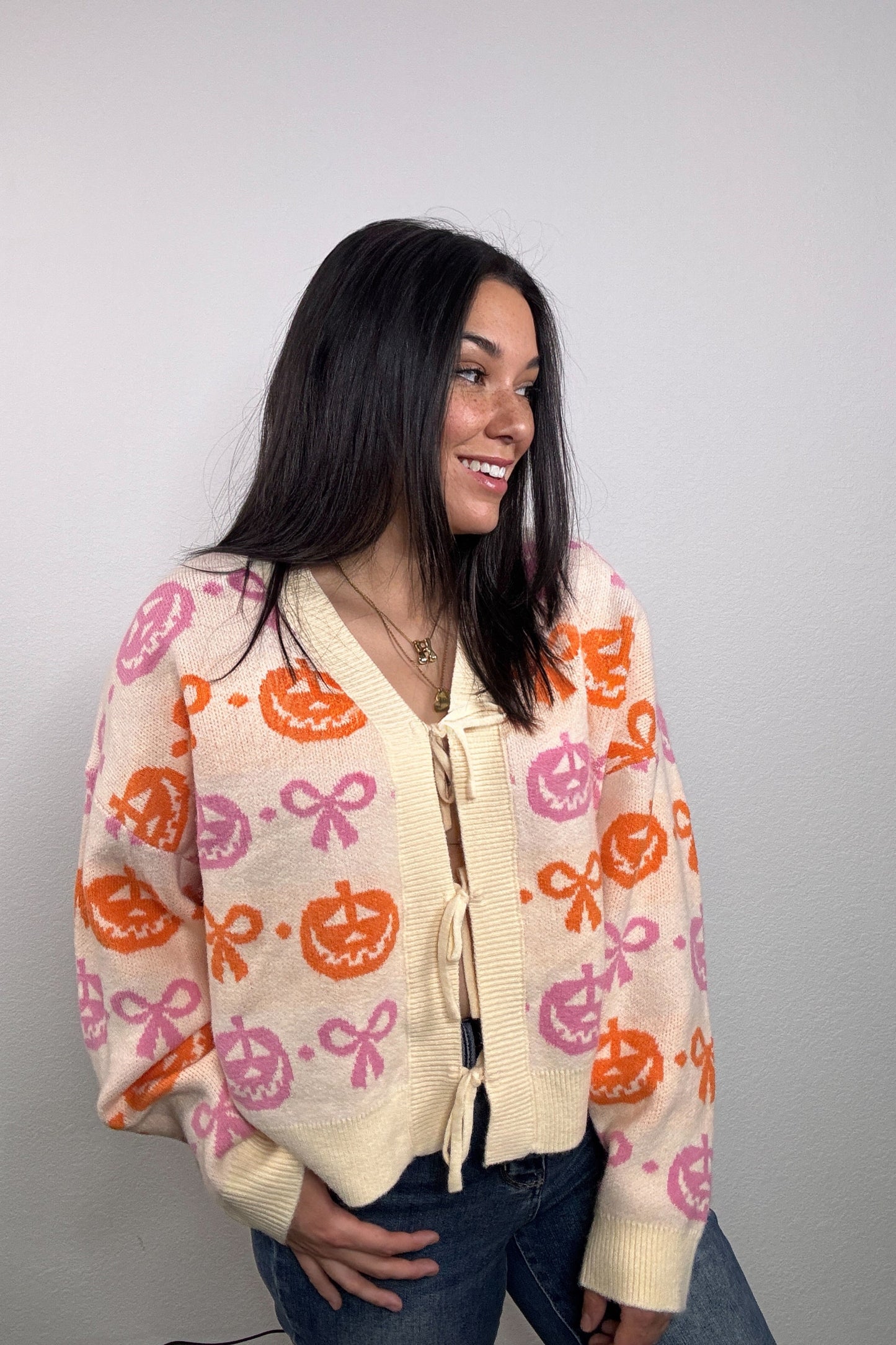 "Boo Bows" Sweater (Cream/Multi)