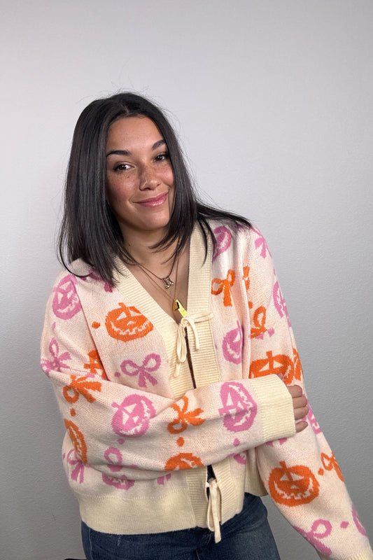 "Boo Bows" Sweater (Cream/Multi)