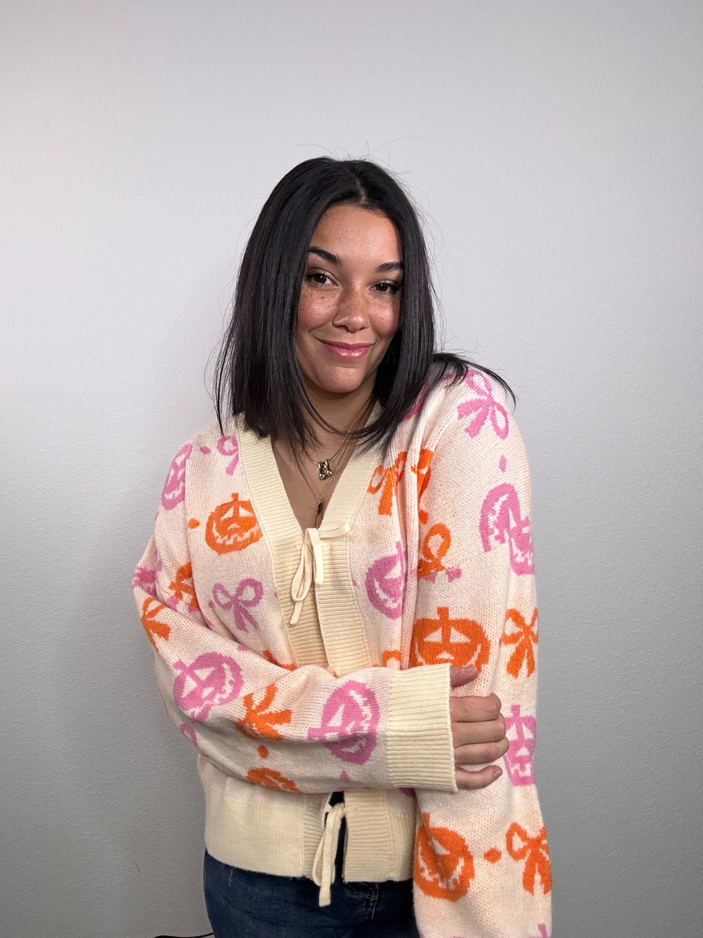 "Boo Bows" Sweater (Cream/Multi)