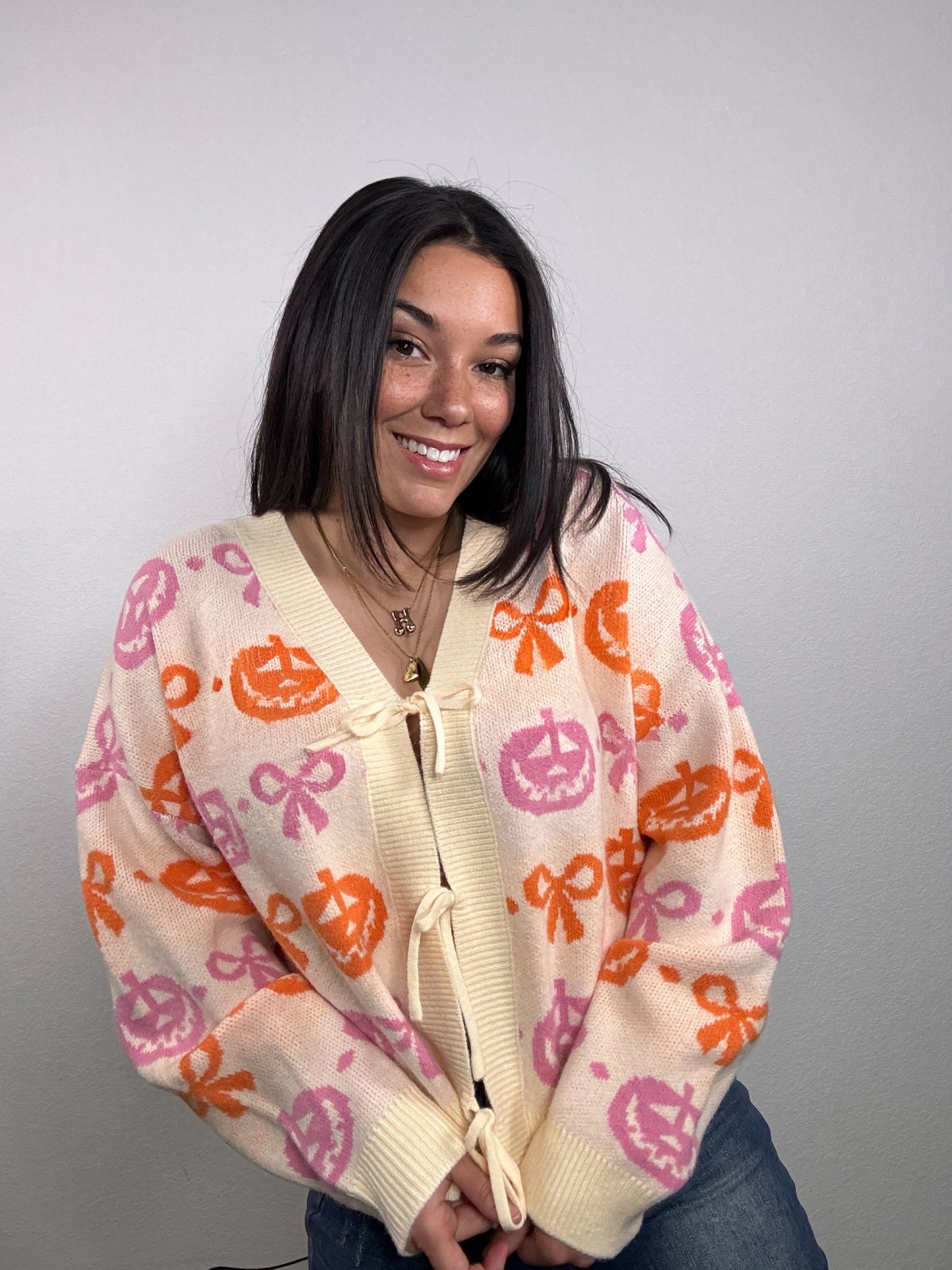 "Boo Bows" Sweater (Cream/Multi)