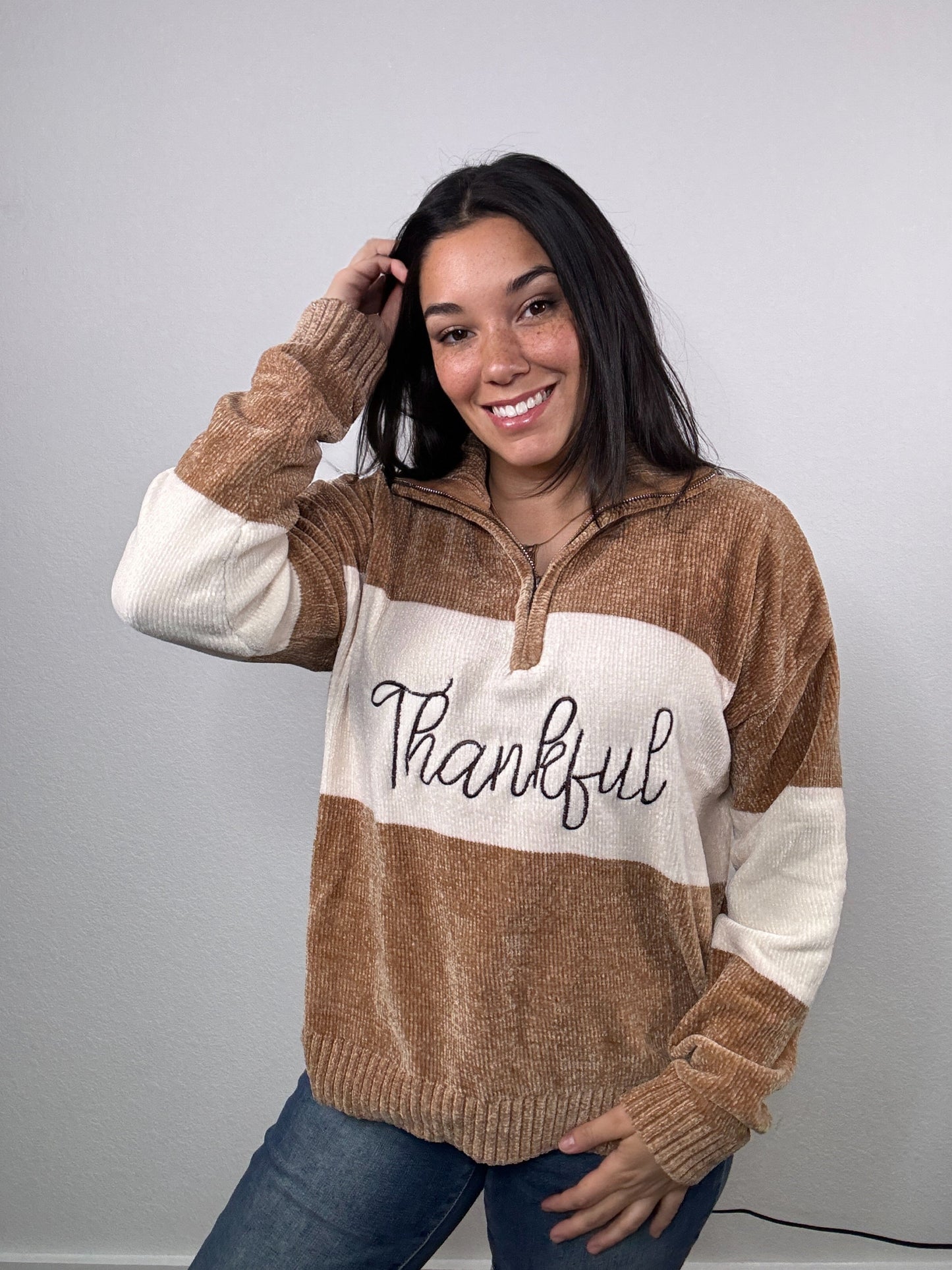"Thankful" Sweater (Mocha)