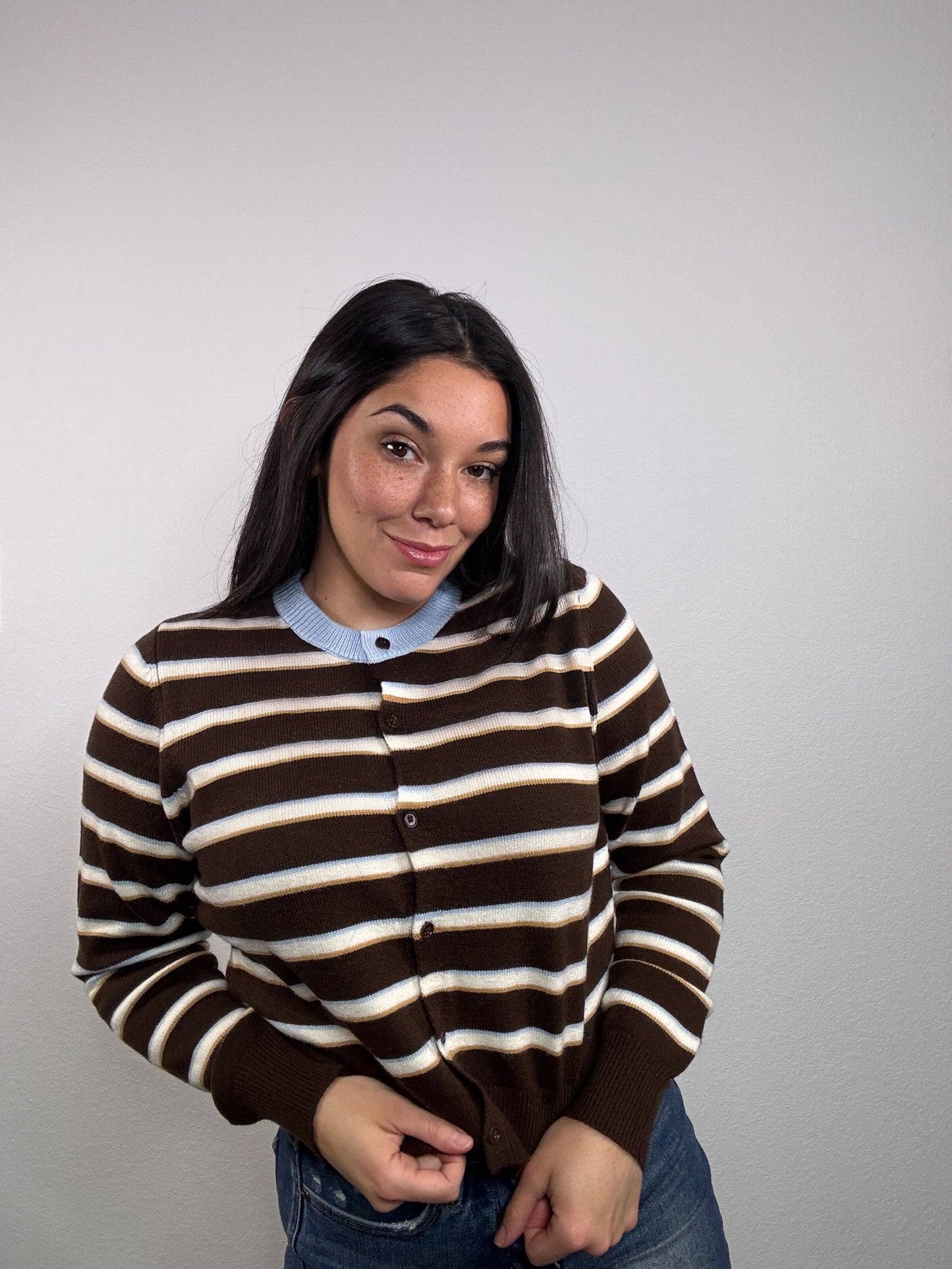 "Complimentary Stripes" Sweater (Brown/Blue)