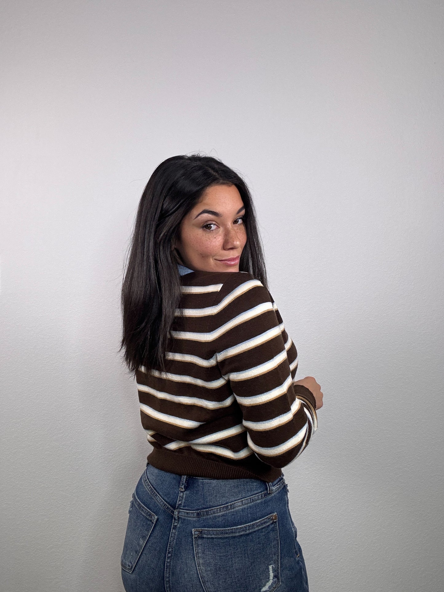 "Complimentary Stripes" Sweater (Brown/Blue)