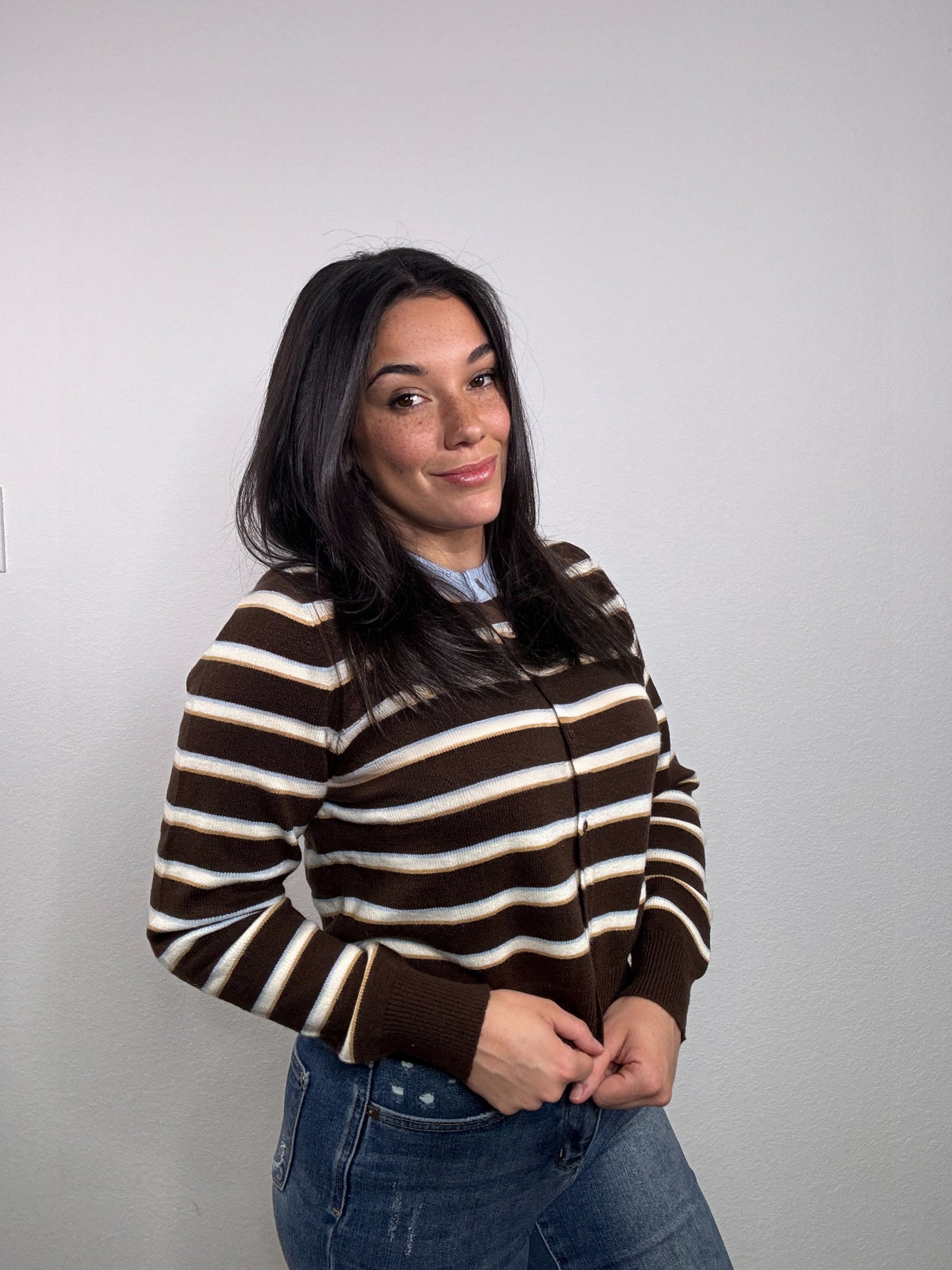 "Complimentary Stripes" Sweater (Brown/Blue)