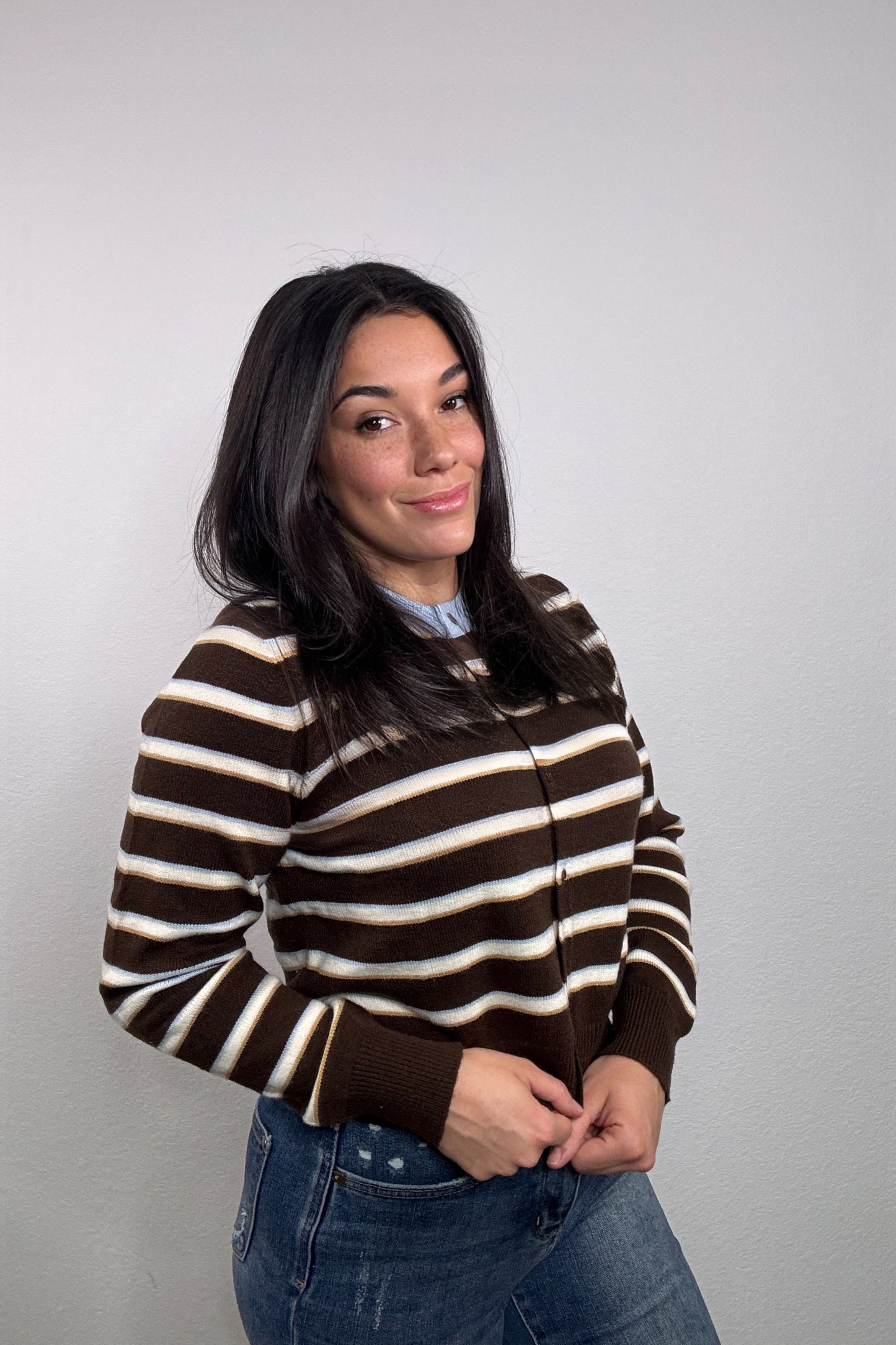 "Complimentary Stripes" Sweater (Brown/Blue)