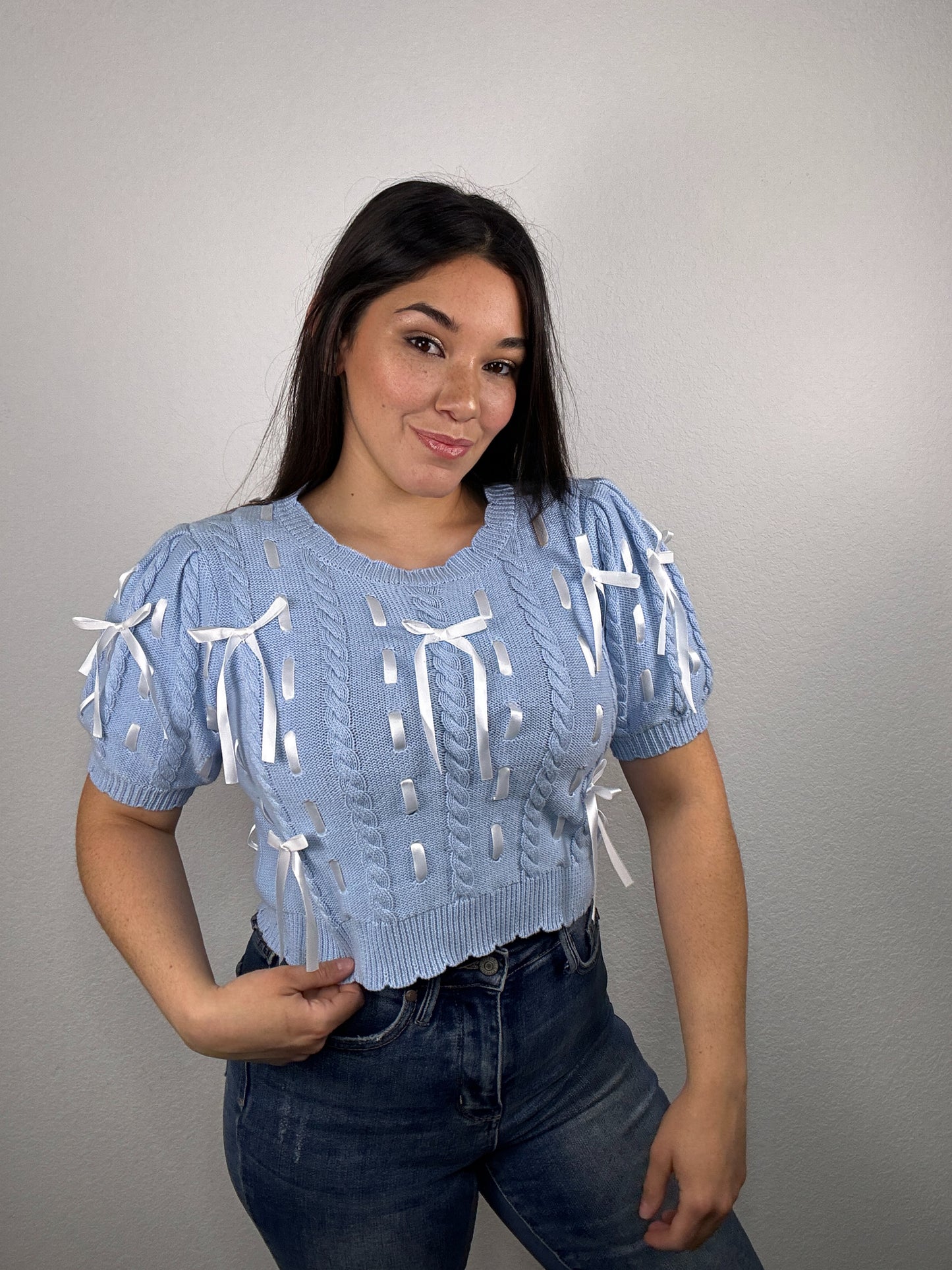 “Something Blue" Sweater Top (Light Blue)