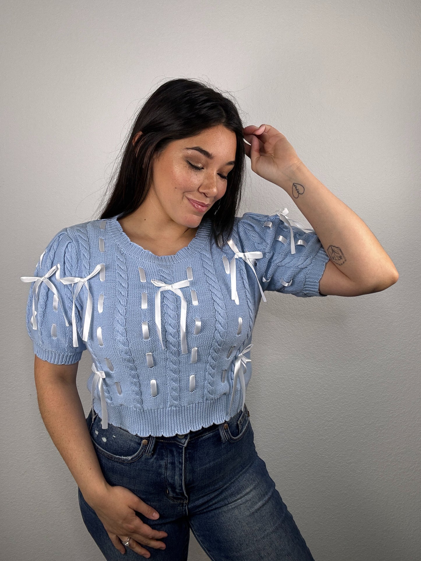 “Something Blue" Sweater Top (Light Blue)