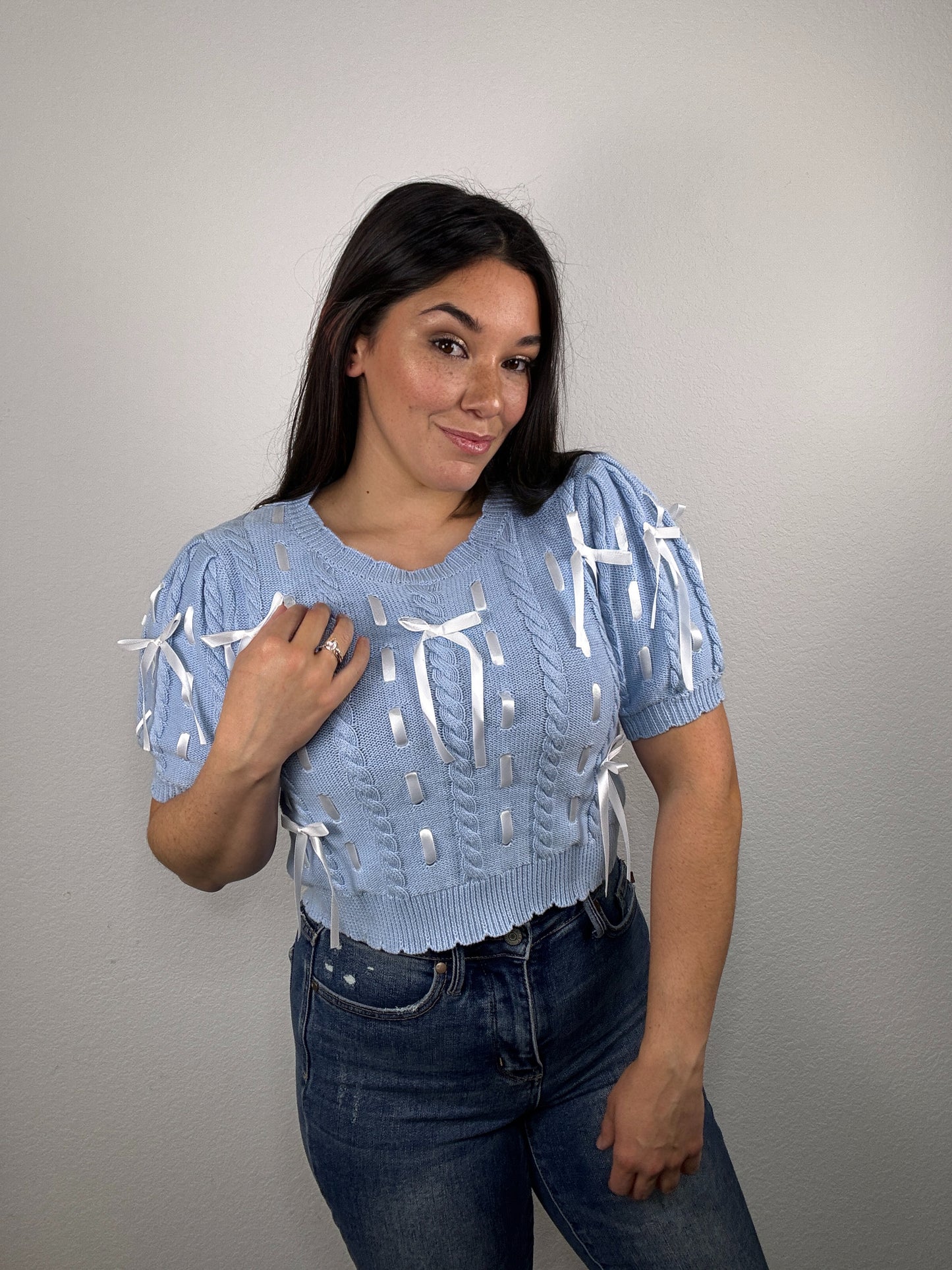 “Something Blue" Sweater Top (Light Blue)