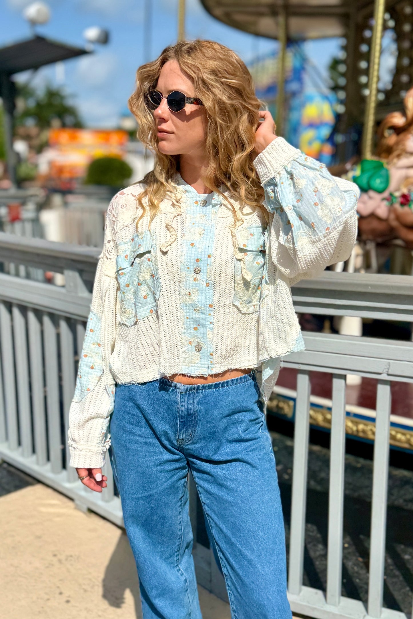 "When In a daydream" Sweater (Blue/Ivory)