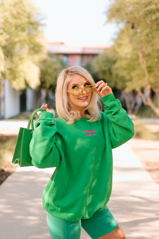 Created On Purpose Crewneck Sweatshirt (Green/Pink)