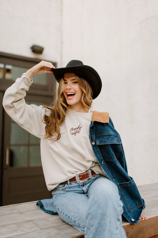 Trophy Wifin' Crewneck Sweatshirt (Tan)